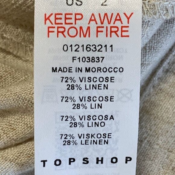 Topshop Women's Spaghettis Strap Linen Bland Full Button Front Dress Size 2 NWT - Picture 9 of 12